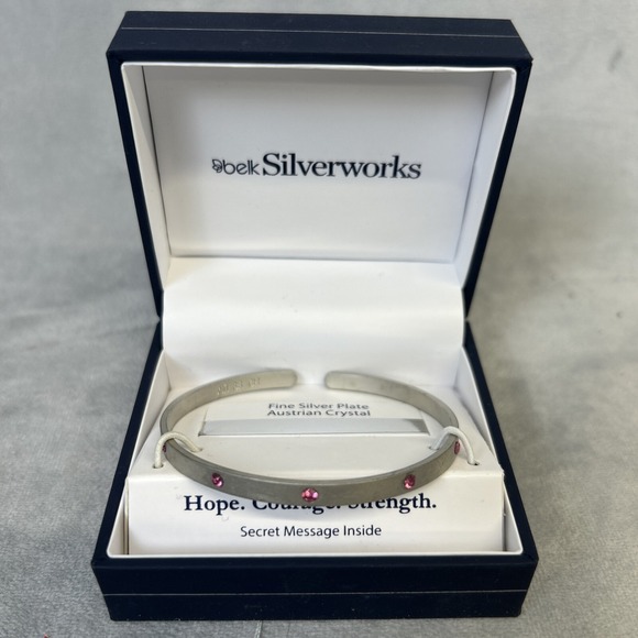 belk Jewelry - Belk Silverworks Silver Bangle Bracelet Austrian Crystal Jewelry Hope Courage